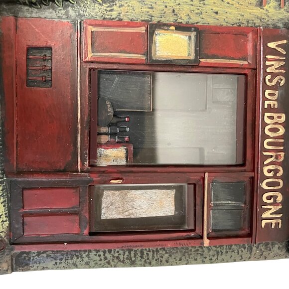 Vintage Chiu Tak Hak 3D Wall Plaques Featuring French Storefronts Livres & Vins - Picture 5 of 9